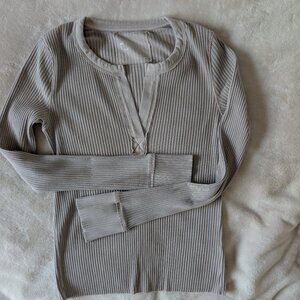 Aerie Taupe Long Sleeve Ribbed Tee